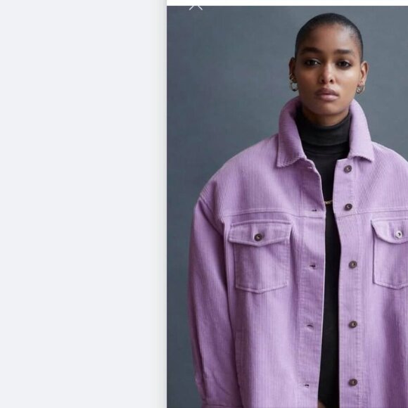 ZARA Corduroy Shirt Jacket Medium Purple Lavender Cotton Womens Long Sleeve Top - Picture 2 of 12